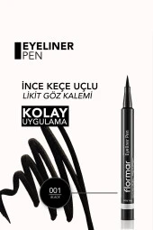 FLORMAR Yarı Mat Bitişli Eyeliner (SİYAH) - Eyeliner Pen - 001 Black - 8690604109609 - 5