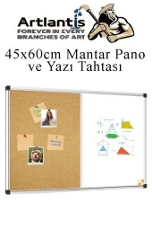 Çift Fonksiyonlu Yazı Tahtası ve Mantar Pano 45x60 cm 1 Adet Alüminyum Çerçeveli Mantar Panolu Yazı Tahtası - 1