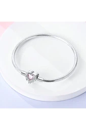 Kanatlı Kalp Pembe Taş Pandora Model Bileklik - 1