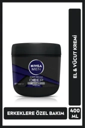 NIVEA Men Erkek El Ve Vücut Kremi Deep Impact 400ml, 48 Saat Nemlendirici, Gün Boyu Ferah Cilt Hissi - 1