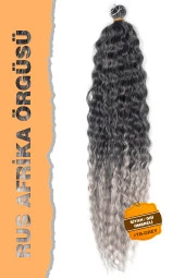 Rus Afro Dalgası Saç – Siyah / Gri Ombreli thumbnail 1