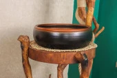 Bitki Tasarımı Ev Dekorasyon Siyah Bakır Aranjmanlık Sunumluk Bonzai Terracota Toprak Saksı Yuvarlak Büyük - 1