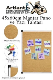 Çift Fonksiyonlu Yazı Tahtası ve Mantar Pano 45x60 cm 1 Adet Alüminyum Çerçeveli Yazı Tahta Kalemi ve Silgisi Harita Çivisi - 4