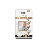 Pure Baby Organik Pamuklu Cırtlı Bez 4'lü Paket 3 Numara Midi 224 Adet - 1