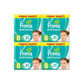 Prima Aktif Bebek 17+ Kg 8 Numara 31 X 4   124'lü Bebek Bezi Paketi - 1
