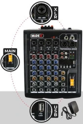 Midex Mp-400 Amfili Power Mikser 2X200 Watt 4 Kanal (Bluetooth Usb Efekt Kayıt) - 1