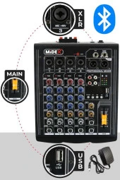 Midex Mp-400 Amfili Power Mikser 2X200 Watt 4 Kanal (Bluetooth Usb Efekt Kayıt) - 2