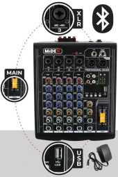 Midex Mp-400 Amfili Power Mikser 2X200 Watt 4 Kanal (Bluetooth Usb Efekt Kayıt) - 3