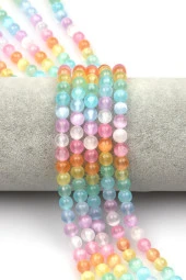 Renkli Selenit Doğal Taş Dizi 6 mm Küre Kesim thumbnail 1