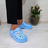 Sonimix 12901 Bebe Mavisi Taşlı Kalın Tabanlı Bayan  Terlik thumbnail 4