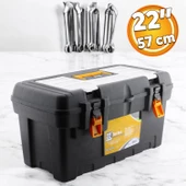 Plastik Açma Kapatmalı 22'' Inç Organizer Bölmeli Taşınabilir Kulplu Takım Çantası Alet Çanta 57 Cm thumbnail 1