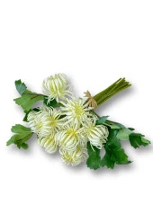 Nettenevime Yapay Çiçek Doğmamış Beyaz Krizantem Demeti 5 Dallı Gelin Çiçeği Ve Aranjman Aradal Çiçeği 24cm thumbnail 5