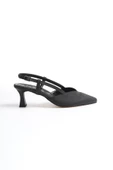 MiniParis Siyah Stiletto Arkası Açık Abiye Ayakkabı - 4