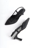 MiniParis Siyah Stiletto Arkası Açık Abiye Ayakkabı - 1