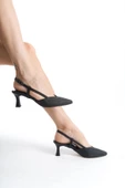 MiniParis Siyah Stiletto Arkası Açık Abiye Ayakkabı - 2