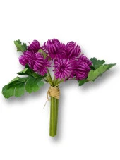 Nettenevime Yapay Çiçek Doğmamış Mor Krizantem Demeti 5 Dallı Gelin Çiçeği Ve Aranjman Aradal Çiçeği 24cm - 2