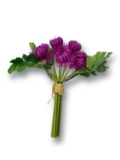 Nettenevime Yapay Çiçek Doğmamış Mor Krizantem Demeti 5 Dallı Gelin Çiçeği Ve Aranjman Aradal Çiçeği 24cm - 4