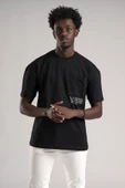 FBI Yarım Oversize (Hafif Bol Kesim) Bisiklet Yaka Cepli Pamuklu T-shirt - 10