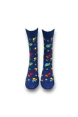Me-vo Tekli Lacivert Renkli Bay/Bayan Unisex Esnek Nem Alabilen Pamuklu Galaksi Desenli Soket Çorap thumbnail 3