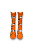Me-vo Tekli Turuncu Renkli Bay/Bayan Unisex Esnek Nem Alabilen Pamuklu İnek Desenli Soket Çorap thumbnail 3