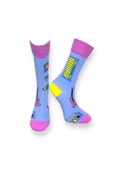 Me-vo Tekli Mor Renkli Bay/Bayan Unisex Esnek Nem Alabilen Pamuklu Müzikal Desenli Soket Çorap thumbnail 1