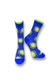 Me-vo Tekli Mavi Renkli Bay/Bayan Unisex Esnek Nem Alabilen Pamuklu Kivi Desenli Soket Çorap thumbnail 1
