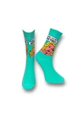 Me-vo Tekli Su Yeşili Renkli Bay/Bayan Unisex Esnek Nem Alabilen Pamuklu Karikatür Desenli Soket Çorap thumbnail 1