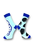Me-vo Tekli Mavi Renkli Bay/Bayan Unisex Esnek Nem Alabilen Pamuklu Oreo Desenli Soket Çorap thumbnail 2