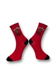 Me-vo Tekli Kırmızı Renkli Bay/Bayan Unisex Esnek Nem Alabilen Pamuklu Basketbol Desenli Soket Çorap thumbnail 2