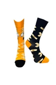 Me-vo Tekli Turuncu Renkli Erkek Esnek Nem Alabilen Pamuklu Emoji Desenli Soket Çorap thumbnail 2