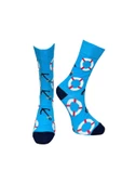 Me-vo Tekli Mavi Renkli Erkek Esnek Nem Alabilen Pamuklu Okyanus Desenli Soket Çorap thumbnail 1