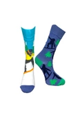 Me-vo Tekli Mavi Renkli Erkek Esnek Nem Alabilen Pamuklu Orman Desenli Soket Çorap thumbnail 1