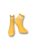 Me-vo Tekli Sarı Renkli Bay/Bayan Unisex Esnek Nem Alabilen Pamuklu Çizgili Soket Çorap thumbnail 1