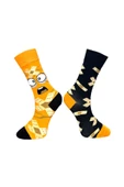 Me-vo Tekli Turuncu Renkli Erkek Esnek Nem Alabilen Pamuklu Emoji Desenli Soket Çorap thumbnail 1