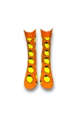 Me-vo Tekli Turuncu Renkli Bay/Bayan Unisex Esnek Nem Alabilen Pamuklu Limon Desenli Soket Çorap thumbnail 3