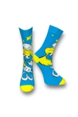 Me-vo Tekli Mavi Renkli Bay/Bayan Unisex Esnek Nem Alabilen Pamuklu Çizgi Film Karakterli Soket Çorap thumbnail 2