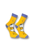 Me-vo Tekli Turuncu Renkli Bay/Bayan Unisex Esnek Nem Alabilen Pamuklu Çizgi Film Karakterli Soket Çorap thumbnail 3