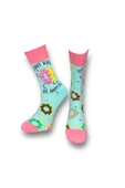 Me-vo  2'li Çok Renkli Bay/Bayan Unisex Esnek Nem Alabilen Pamuklu Donut Desenli Soket Çoraplar - 2