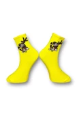 Me-vo Tekli Sarı Renkli Bay/Bayan Unisex Esnek Nem Alabilen Pamuklu Çizgi Film Karakterli Soket Çorap thumbnail 2