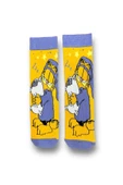 Me-vo Tekli Turuncu Renkli Bay/Bayan Unisex Esnek Nem Alabilen Pamuklu Çizgi Film Karakterli Soket Çorap thumbnail 4