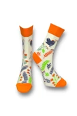 Me-vo  2'li Çok Renkli Bay/Bayan Unisex Esnek Nem Alabilen Pamuklu Kuş Desenli Soket Çoraplar thumbnail 2
