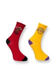 Me-vo  2'li Çok Renkli Bay/Bayan Unisex Esnek Nem Alabilen Pamuklu Baketbol Desenli Soket Çoraplar thumbnail 1