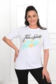 Kadın Büyük Beden Free Spirit Baskılı T-Shirt 1576-23 - 1