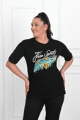 Kadın Büyük Beden Free Spirit Baskılı T-Shirt 1576-23 - 4