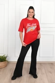 Kadın Büyük Beden Free Spirit Baskılı T-Shirt 1576-23 - 6