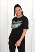 Kadın Büyük Beden Free Spirit Baskılı T-Shirt 1576-23 - 3