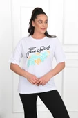 Kadın Büyük Beden Free Spirit Baskılı T-Shirt 1576-23 - 12