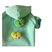 Su Yeşili Kelebek Kapsonlu Sweatshirt Kedi Süeteri Kedi Kıyafeti thumbnail 3