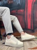 BA0803  Yüksek Taban Triko Krem Erkek Ayakkabı thumbnail 1