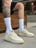 BA0375 Özel Örme Triko Tarz Krem Renk Spor Ayakkabı thumbnail 1